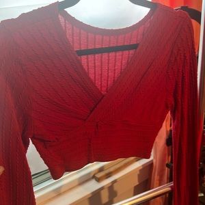Red long sleeve crop top